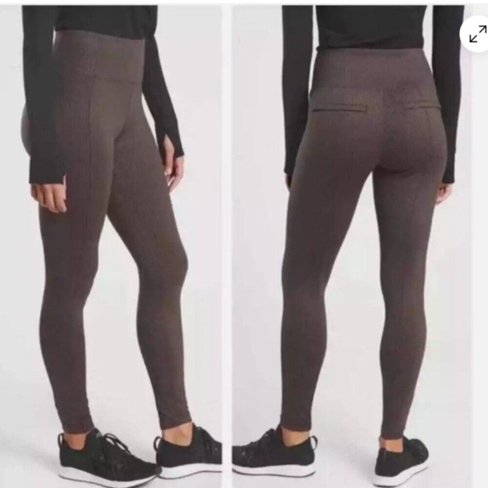 NWOT Athleta Delancey Black Brown Houndstooth High Rise Tight Size XLT